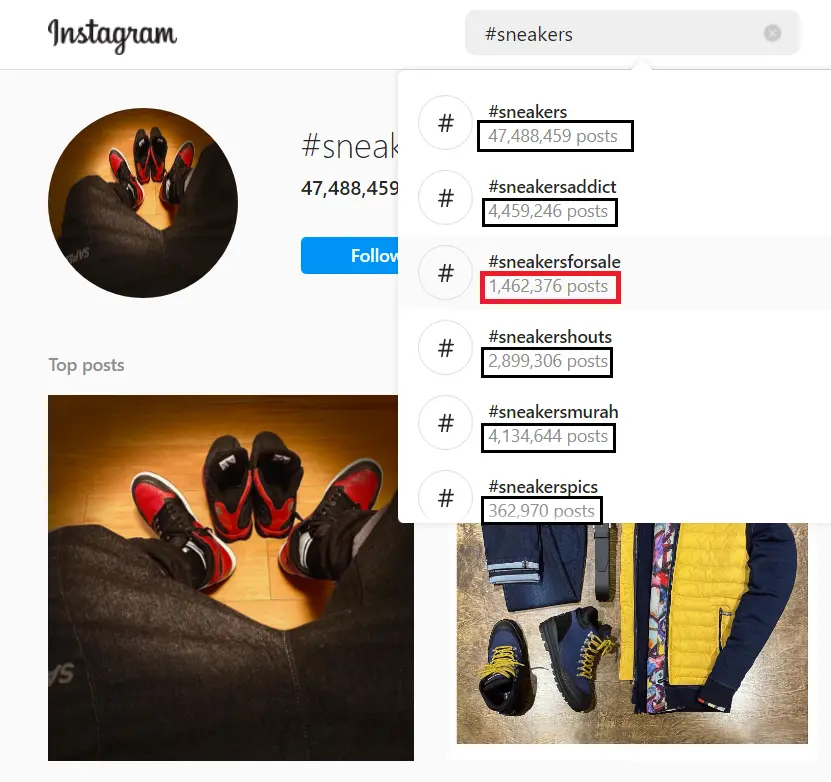 screen short of instagram highlight hastags posts niche market 