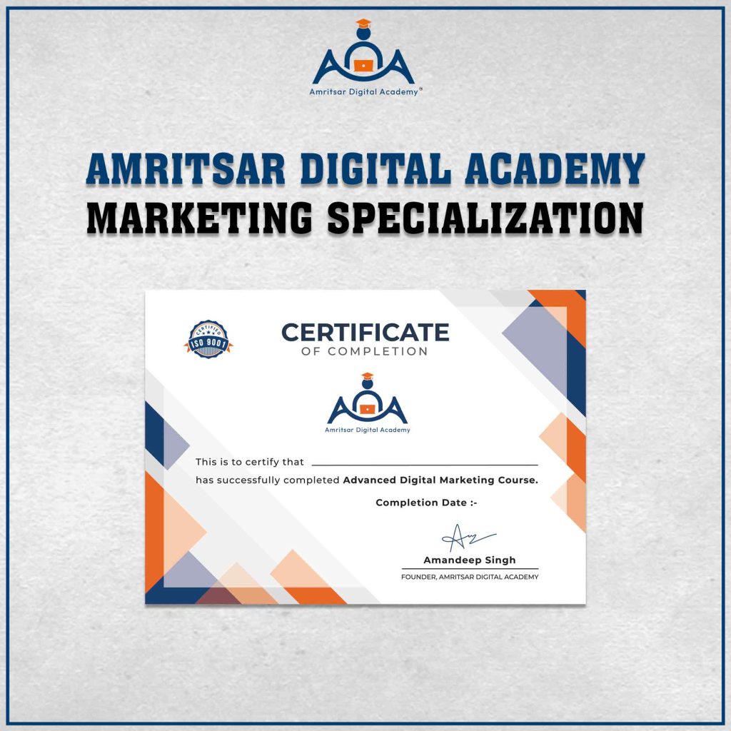 amritsar digital academy marketing speacialization certification 