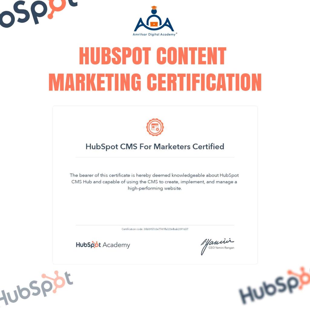 hubspot Content Marketing certification