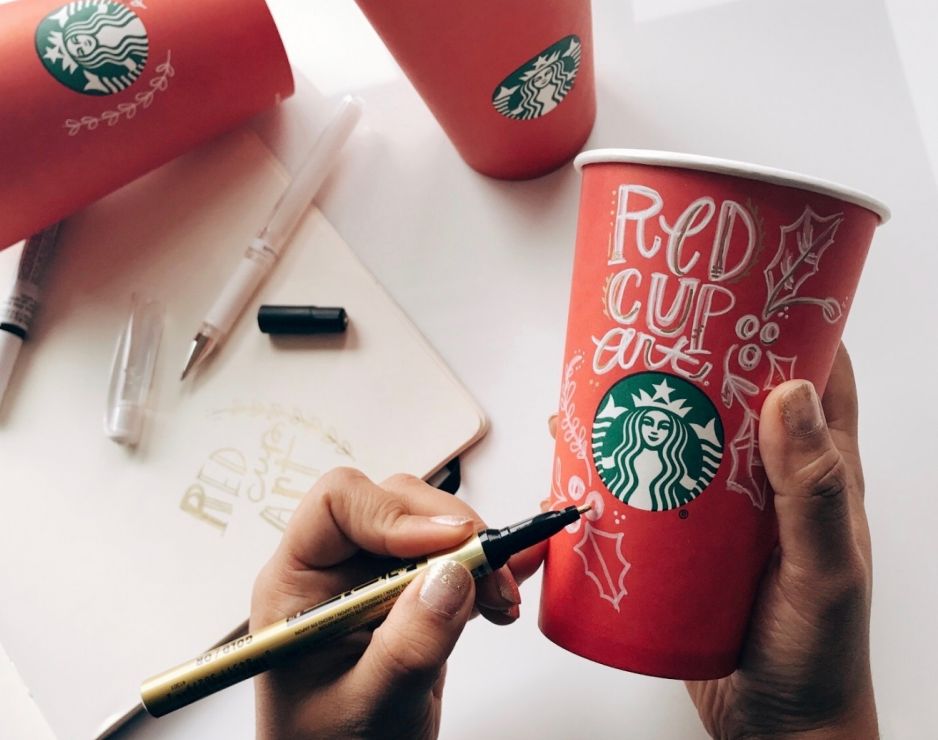 starbucks red cup art